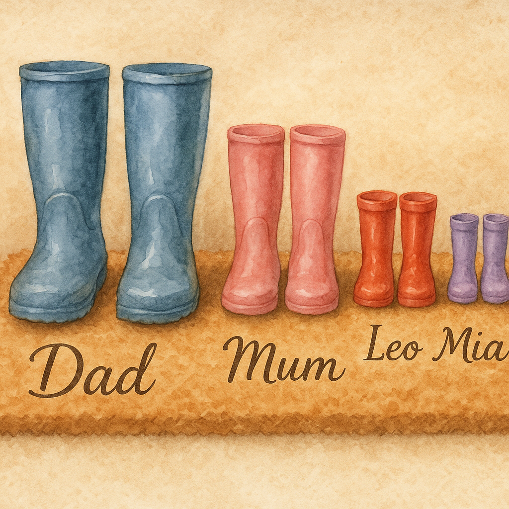 Family Wellies Portrait Personalised Illustration