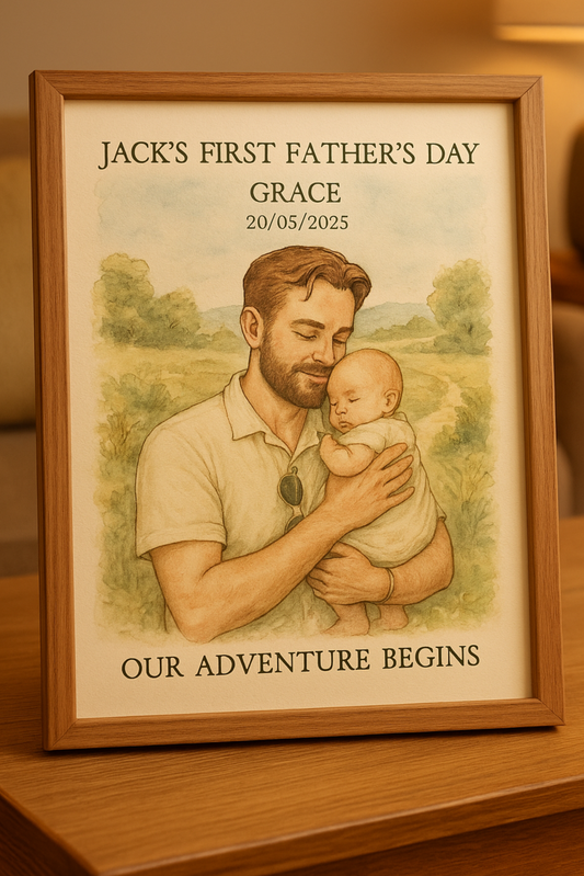 First Father’s Day – Personalised Watercolour Print